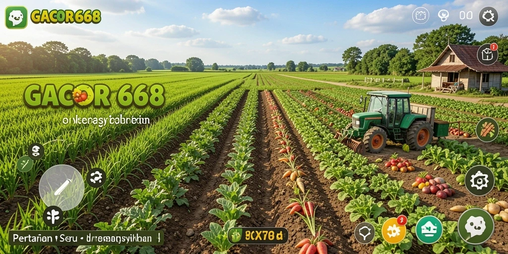 Tampilan gameplay GACOR668 yang menampilkan aktivitas bertani.