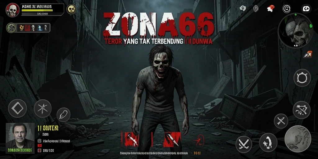 Screenshot menampilkan momen mencekam dalam ZONA66 dengan suasana horror yang intens.